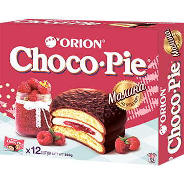 'ORION' CHOCO PIE RASPBERRY FILLING CHOCOLATE 360 G – Good Food